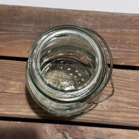 Vintage Atlas E-Z Seal Blue Glass Canning Jar w/o Lid Half Gallon -‎ Bubbles! - Picture 4 of 11